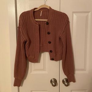Free People crop cardigan mauve